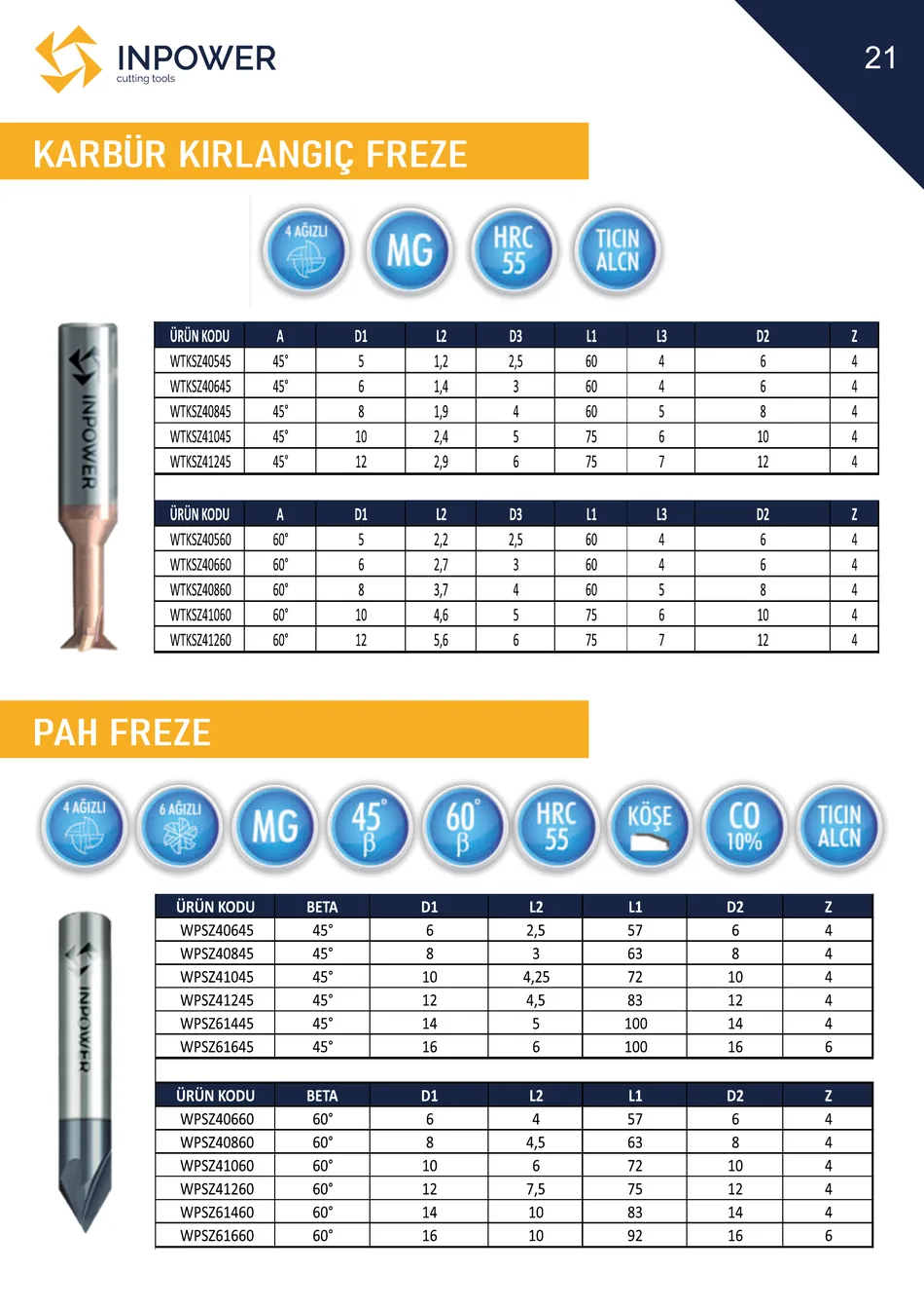 Pah Freze teknik katalog sayfası